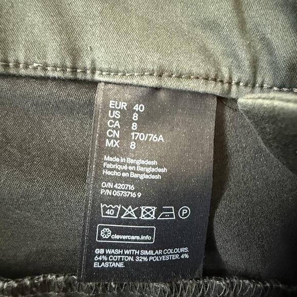 H&M Pants Womens 8 Olive Green Chino Slim Fit Stretch Ankle‎ Dress Casual Office - Picture 11 of 16
